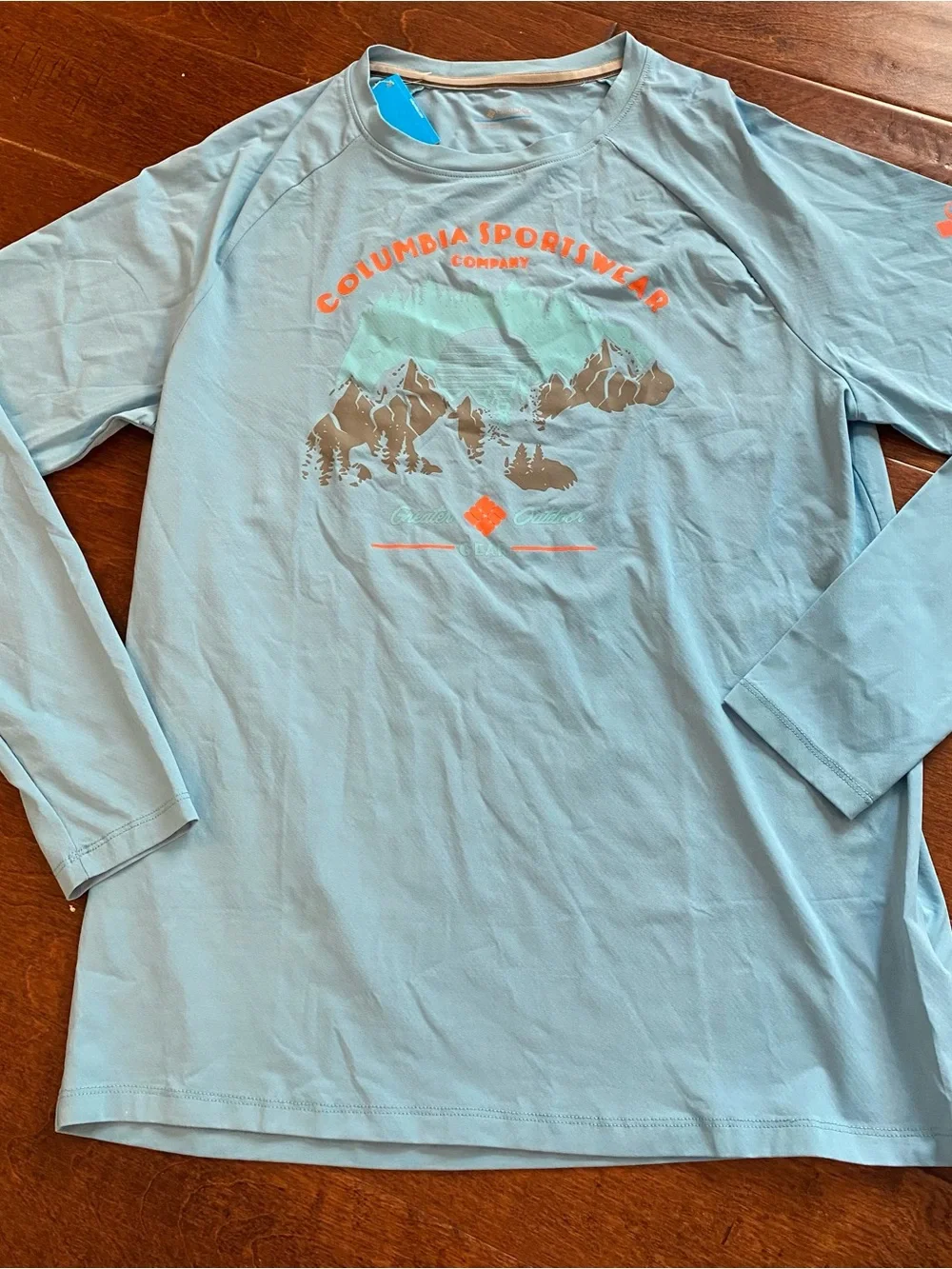 Columbia Men’s Medium Graphic Long Sleeve Sun Shirt Blue NWT